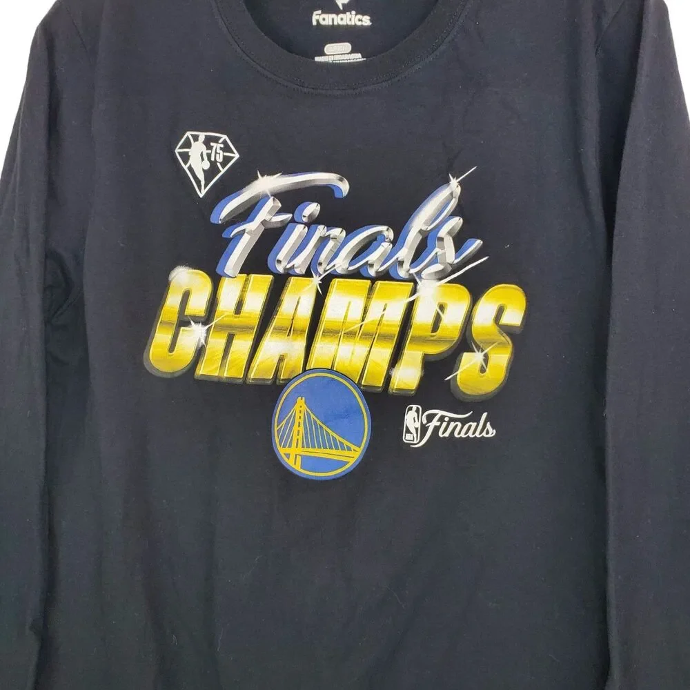 GOLDEN STATE WARRIORS Shirt Women Small Black FINALS CHAMPS 21/22 Autographs NBA